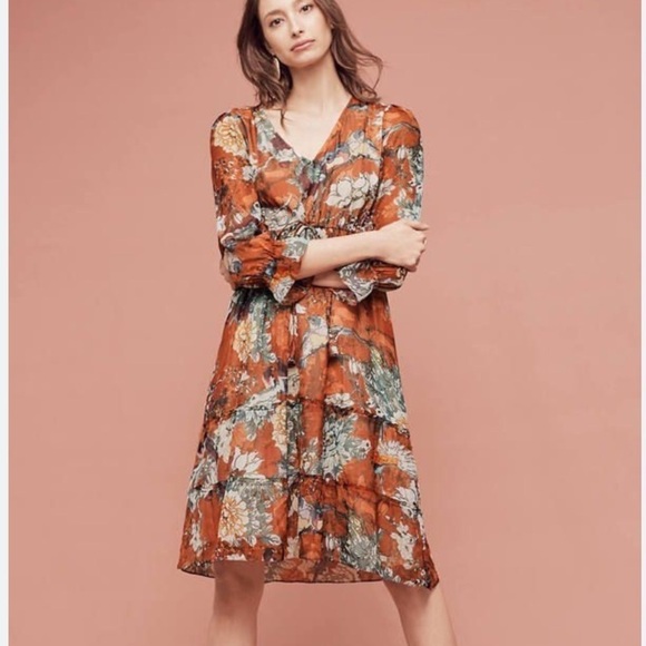 Hemant & Nanita | Anthropologie Orange Zeri Peasant Dress, size 2 - Picture 1 of 13